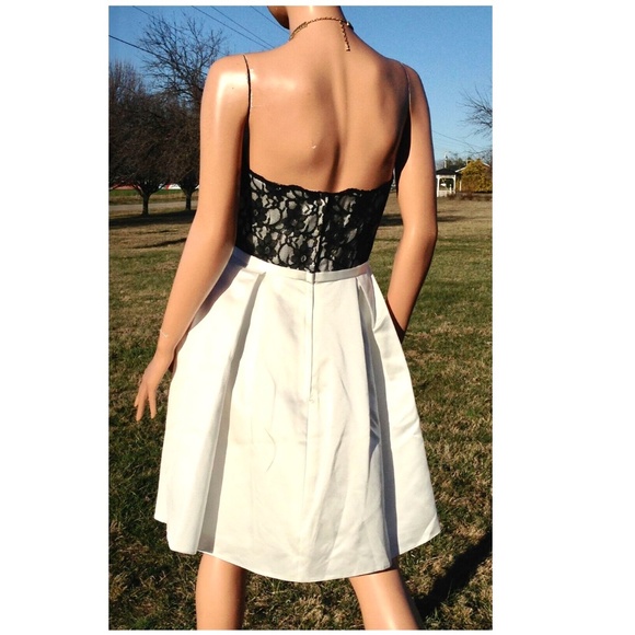 D. Tutura~Gather & Gown* Lace/Satin Mini Bridal Prom Party Dress Blk/Ivory~10 - Picture 6 of 11